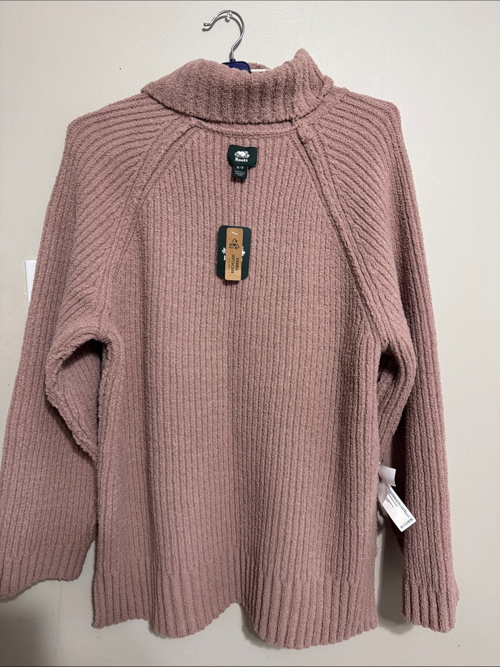 Roots Dusty Mauve Ribbed Turtleneck Sweater